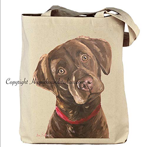 Chocolate Lab Tote Bag - Gifts For Mom - Flower Crown Chocolate Lab Lover Gift - Gifts For Women -Handmade Totes - Hippie Hound Studios Canvas Totes -Reusable Shopping Bag - Grocery Bag - Beach Bag