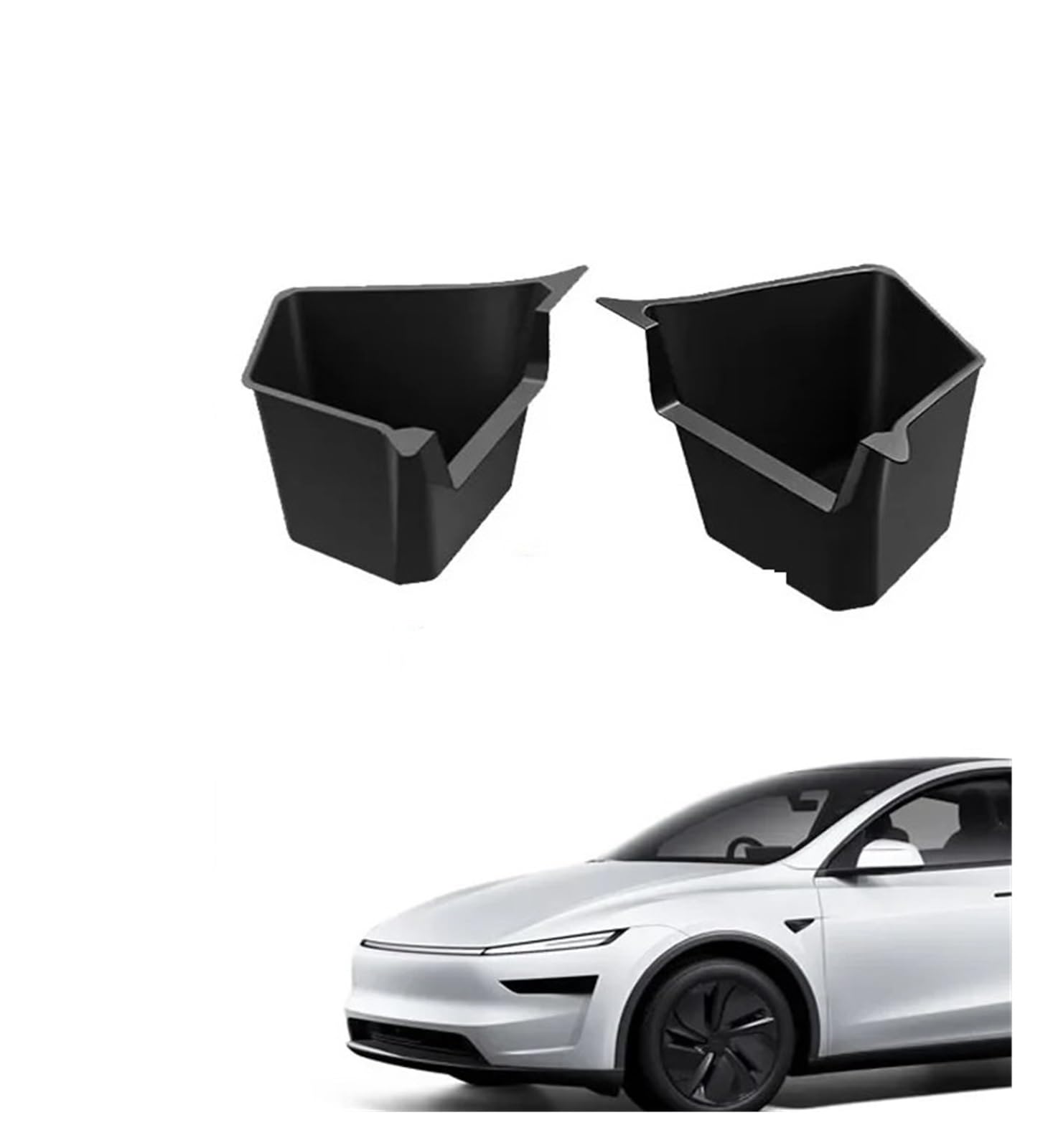 Lhdktee Cargo Cover For Tesla For Model Y For Juniper 2025 Trunk Side Left Right Tidying Packet Storage Box Flocking TPE Mat Cover Organizer Rear Trunk Parcel Shelf(TYPE 2)