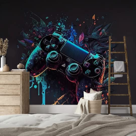 Papier peint adhésif gaming noir pour masquer un mur abîmé