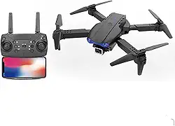 E99 Pro Drone with 4K UHD Dual Cameras WiFi FPV Live Video, Foldable Mini Aerial Photography Drone with Brushless Motor, One Key Return, Altitude Hold, Headless Mode (Single Camera (Black))