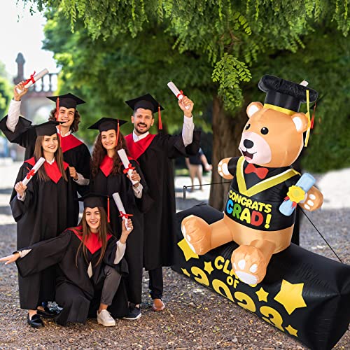 6 Foot Tall Class Of 2023 Graduation Inflatable Brown Bear With Cap And Gown Diploma Inflatable Outdoor Holiday Yard Decorations Pre Lit Led Lights Blow Up Lawn Yard Decor Party Photo Booth Prop #TOP5