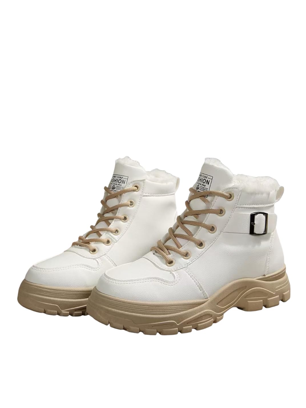 Womens Waterproof Winter Snow Boots Warm Fur Lined Hiking Ankle Boots Non - Slip Platform Combat Booties