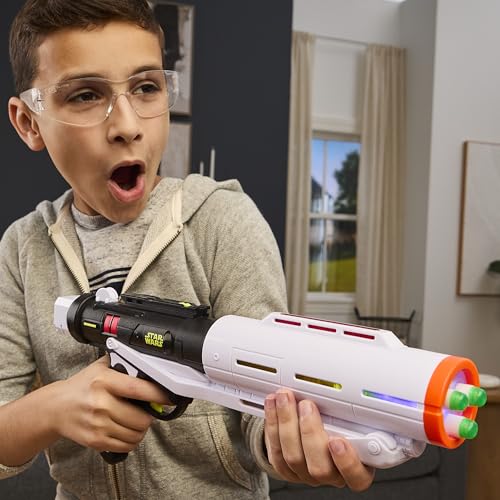 NERF GlowStrike Star Wars Stormtrooper Triple Strike Blaster, Lights & Sounds, 3 Glow-in-The-Dark Official Nerf Darts, Toys for Boys & Girls Ages 8+