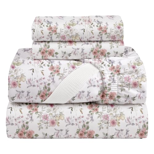 Image of 100% Cotton Printed Percale Cooling Bed Sheet Set - Twin Size, Petalis