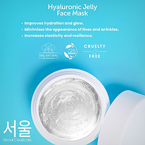 Korean Skin Care Hyaluronic Acid Jelly Mask – Korean Face Mask Skincare K Beauty Face Masks Contains Rice Bran + Rosehip + Vitamin B5 – Anti Aging Spa Hydro Gel Face Mask For Plump Glowing Skin 2Oz #TOP4
