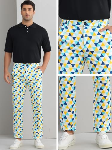 Lars Amadeus Argyle Golf Pants for Men's Argyle Pants Triangle Plaid Pattern Suit Trousers4