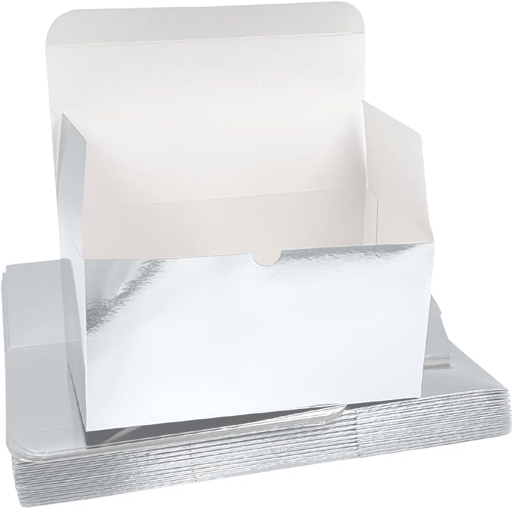 Silver Metalic Paper Gift Boxes with Lids, 9 x 4.5 x 4.5 inches, 25 Pack, Box for Birthday Gift, Party Favors, Anniversary, Special Occasion image 5