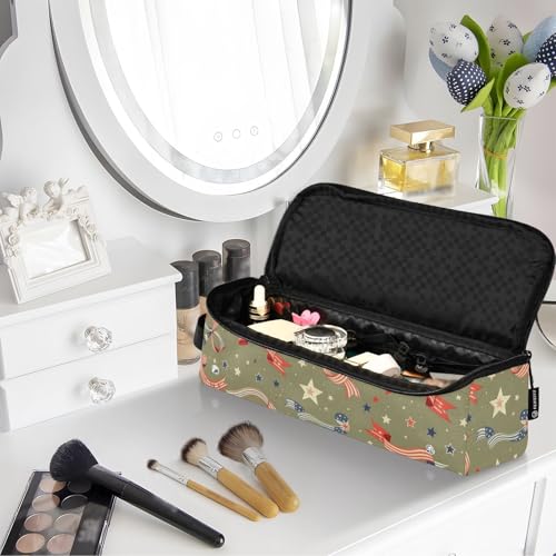 Bolsa de viaje para herramientas de cabello con tapete térmico para planchas, rizadores y secadores, con diseño de cintas patrióticas miniatura 7