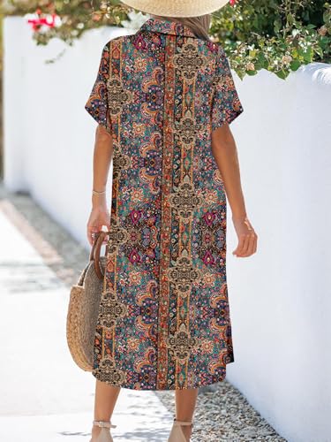 Image of Zeagoo Women Dresses Summer Casual Short Sleeve Button Down Shirt Dresses 2026 Beach Cover Up with Pockets
