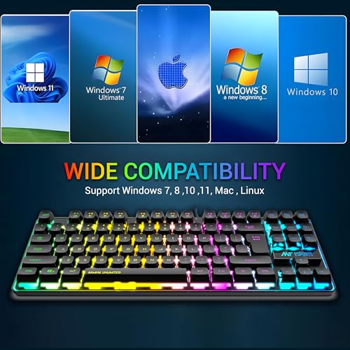 Image of Ant Esports MK720 Pro V2 Wireless TKL RGB Gaming Membrane Keyboard, Backlit Wireless - Long Lasting Rechargeable Battery - Quite Water-Resistant Ergonomics Keyboard - PC PS5 PS4 Xbox One Mac - Black