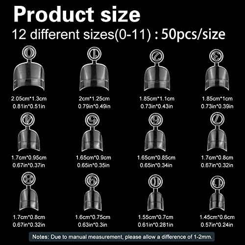 MWOOT 600Pcs Oval Short Fake Nail Art Tips Set, Half Cover French Acrylic False Nail Tips - Image 2