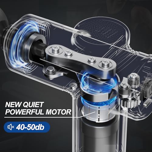 Image of LEERCON Massage Gun Deep Tissue, Silent Motor and Portable Massage Gun with 4 Interchangeable Heads for Deep Muscle Relief and Relaxation, Relax Gift, Black