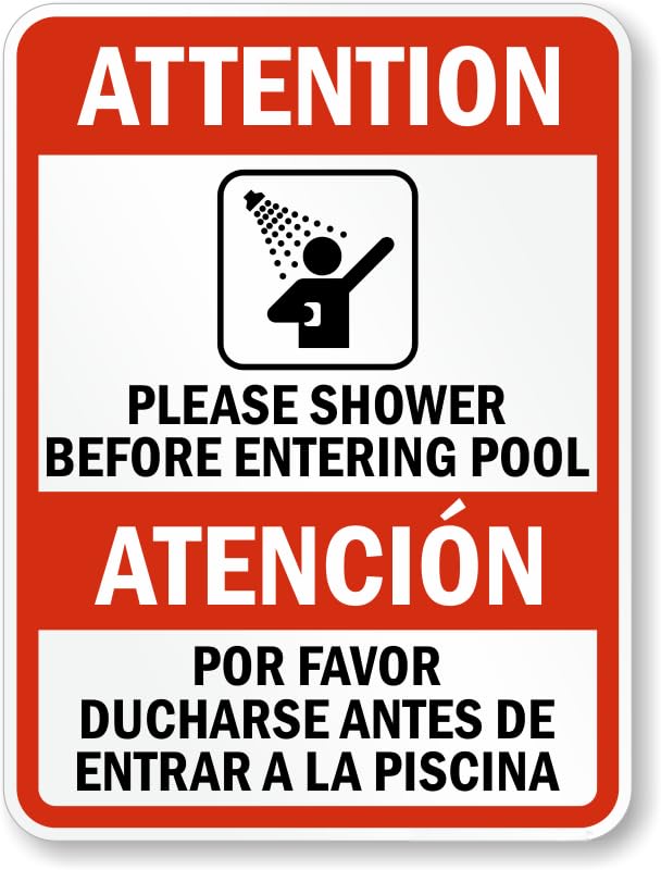 Señal Bilingüe para Piscina Metal 20x30 cm
