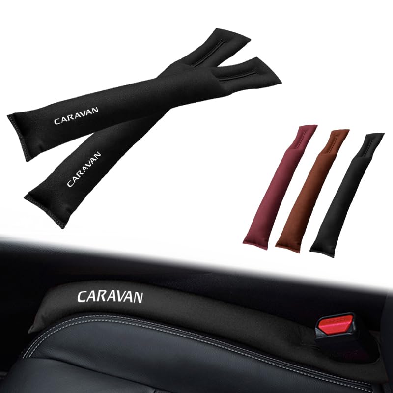 KINKA 新型キャラバン用 CARAVAN カーシートギャップフィラー 2個入り 隙間クッション キャラバン NV350 E26系 車 隙間埋め サイド ギャップフィラー 隙間ストッパー 隙間収納 車 SUV カーシートアクセサリー 運転席 収納スロット 隙間ギャップフィラー（黒）