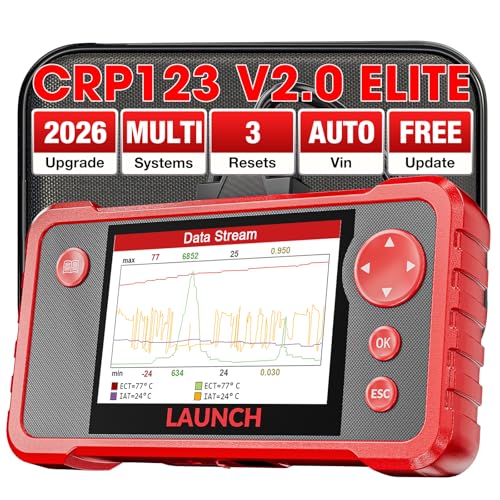 LAUNCH CRP123 V2.0 OBD2 Scanner-2026 New Model Engine/ABS/SRS/Transmission Diagnostic Scan Tool SRS Airbag Code Reader,3 Reset Oil Service/Throttle Relearn/SAS Reset,Lifetime Free Update