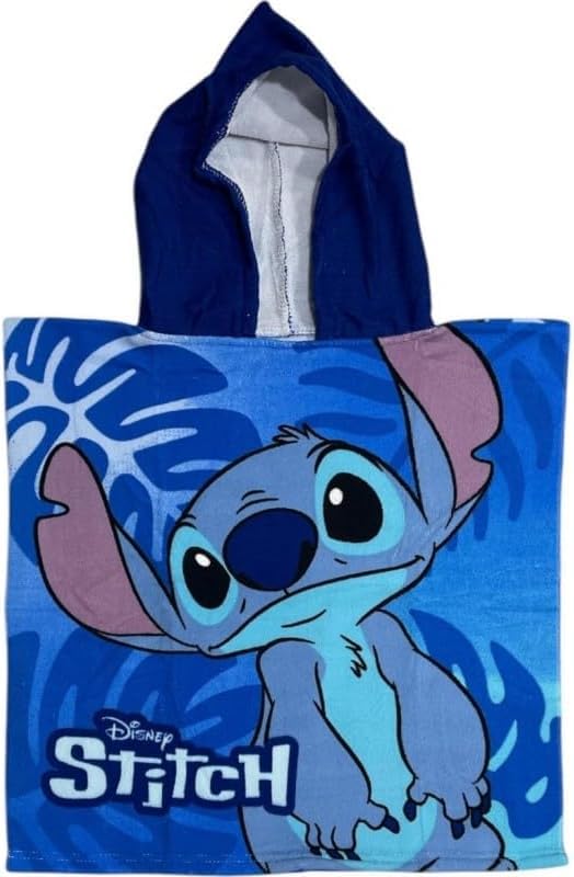 arlis Disney Lilo and Stitch Poncho de Bain avec Capuche - 100% Polyester - 50 x 100 cm - Taille Unique - Licence Officielle