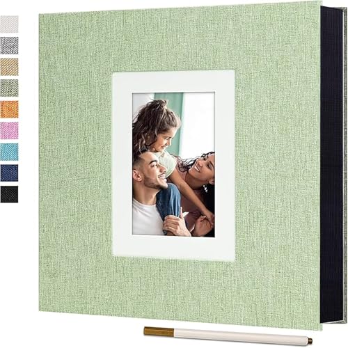 Raoendis アルバム 貼るタイプ 黒台紙 20枚40ページ L判サイズ200枚収納 DIY L/KG/2L/A4写真収納 手作り フォトアルバム フリー台紙 フォトブック リネン 赤ちゃん 結婚祝い 出産祝い 子供 ベビー 記念日 結婚式 簡単 収納 可愛い