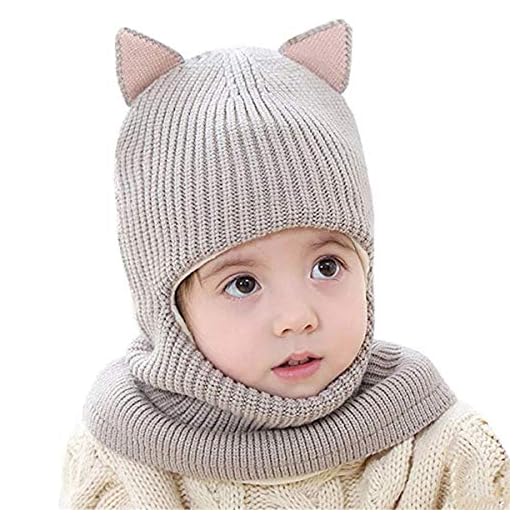 vamei Vintermössa barn beanie mössa flicka med tofs mössa baby stickad mössa öron halsduk pojke vinter varm beanie babymössa