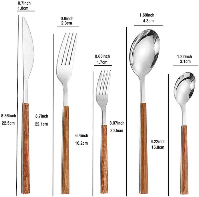 Miniatura 2 de Juego de cubiertos de acero inoxidable de 20 piezas, tenedores, cucharas, servicio para 4, juego de vajilla para comer en casa, incluye tenedor,