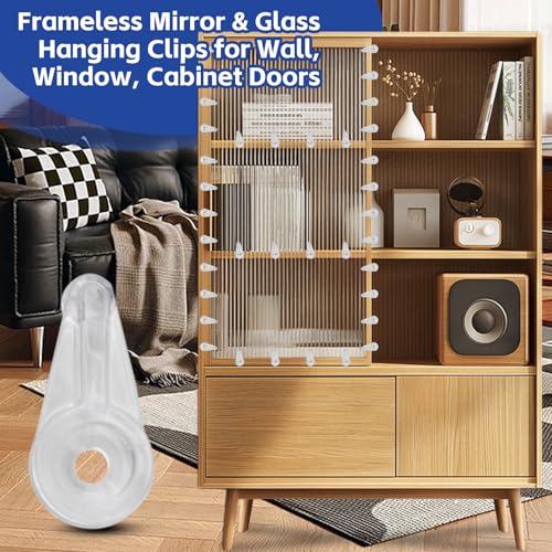 Image of 50pcs Mirror Hanging Clips, Glass Retainer Clips, Plastic Mirror Mounting Clips Hanging Hardware for Fixing Window Glass Cabinet Door (Clear)