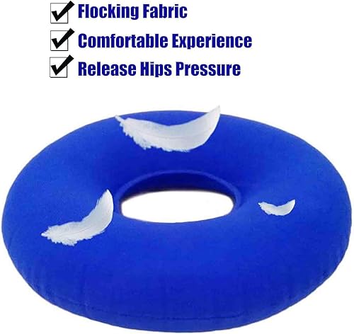 Miniatura 3 de Paquete de 2 almohadas en forma de dona, cojín inflable para el dolor de coxis, cojín de asiento para hemorroides, cojín de asiento redondo para