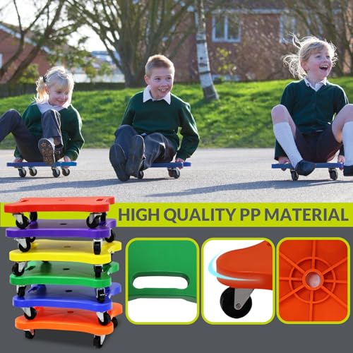 Image of GISCO Sports Sitting Scooter Board with Handles for Kids & Children (Blue) | Plastic | Flat Sitting Scooter with Casters for Kids | Gym Activities Equipment Elementary School