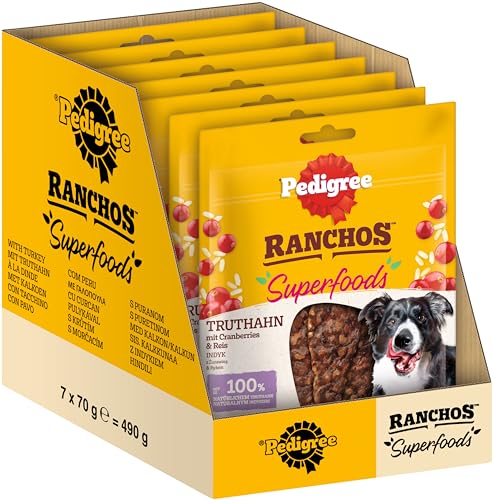 Produktbild von Pedigree Ranchos Superfoods Hundesnacks mit Truthahn - 7 x 70 g