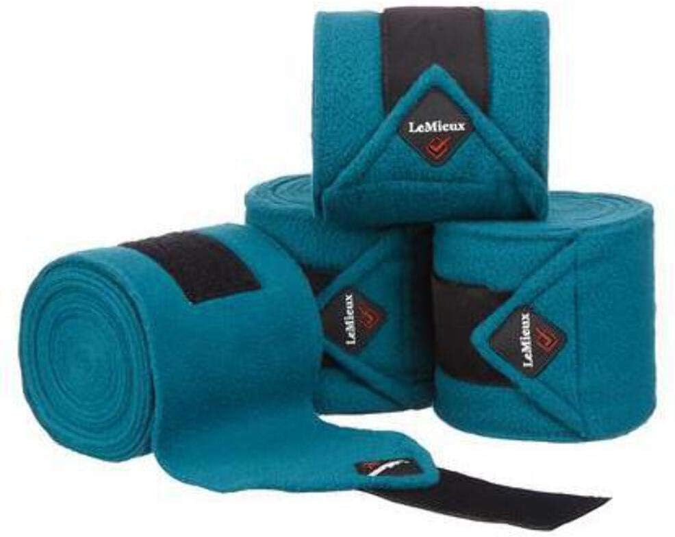 LeMieux Classic Polo Bandages with Zipped Case - Satin End Detail - 3.8 m Long - Soft Fleece Protection Wraps - Pack of 4