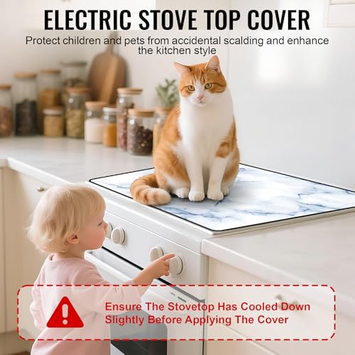 Image of Stove Top Cover for Electric Stove,Glass Stove Top Cover, Heat Resistant Glass Cooktop Cover, Stovetop Protector, Kitchen Decor, Dish Drying Mats Cover for Ceramic Washer Top 28.5x20.5 inch