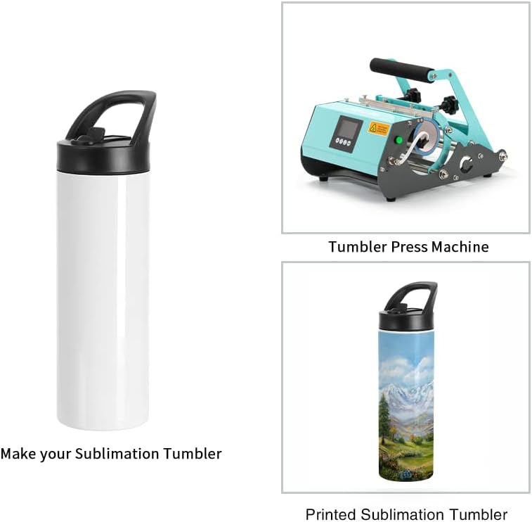 PYD Life 8 Pack Sublimation Tumblers Blanks Cups Bulk White 20 OZ Skinny Straight Sports Water Bottles Mugs with Portable Sippy Up Lid with Straw,for Tumbler Heat Press - Image 4