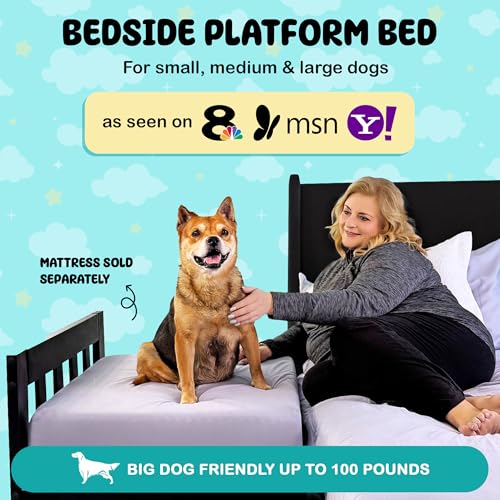 Dog Bed Frame - Wooden Raised Dog Bed Frame ONLY, Human-Style Freestanding Pet Bedside Cosleeper for Dogs & Cats, Wood Bunk Bassinet for Small, Medium & Large Breeds (High Profile) - Image 3