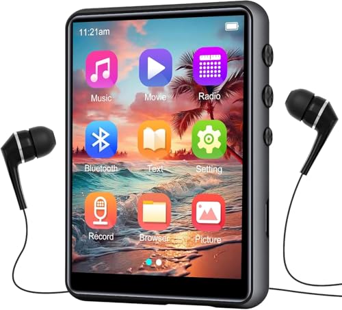 Image of MP3 Player with Bluetooth 5.3-64GB Portable Music Player with 2.4 inch Full Touch Screen, MP3 Player with HD Speaker, FM Radio, Video, Voice Recorder, HiFi Sound Shuffle Music Player Support up 128GB