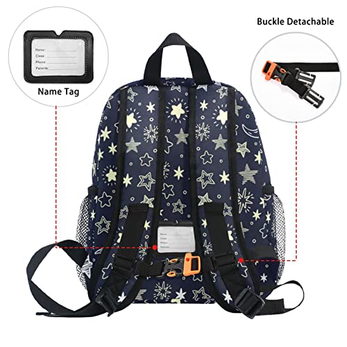 Hand Drawn Stars And Moon Kids Backpack Light Toddler Bag With Chest Strap And Whistle Mini Schoolbag Travel Bag For 3-8 Boys Girls #TOP4