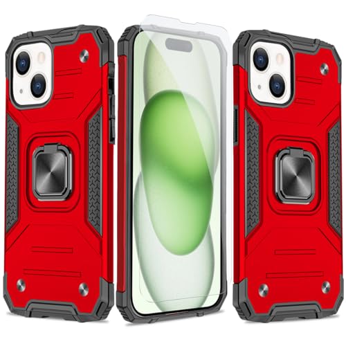 iPhone 15 ProMax ケース カバー 赤 おまけ付き iPhone 15 ケース Plusカバー リング付き スタンド機能 Pro Max