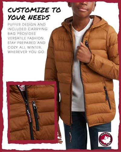 Image of CANADA WEATHER GEAR Boys' Puffer Jacket - Lightweight Packable Bubble Coat, Water Resistant Outerwear Jackets for Boys (8-20)