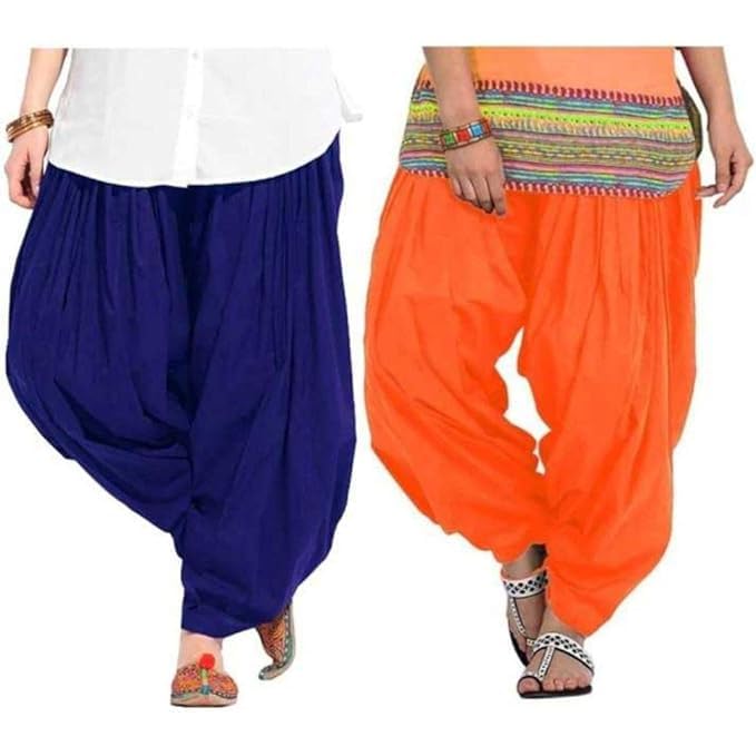 Women Pure Cotton Ethnic Punjabi Patiala Salwar (Multicolored, Pack of 2,Free Size)-picture-49