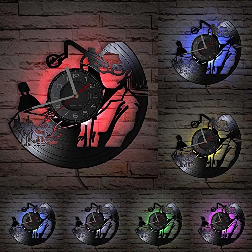 Timethink 12'' Dental Care Oral LED Vinyl Record Wall Clock with 7 Colors Changing Silent Non-Ticking for Dentist Clinic Hospital Office, Somatological Artwork Hanging Night Light Wall Clock Watch