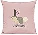 Kleckerliese - Set regalo con body e cuscino con nome a scelta, motivo: lepre Cuscino rosa senza body taglia unica