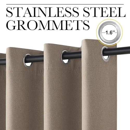 Image of NICETOWN 100% Blackout Door Curtains for Doorway Privacy, Taupe