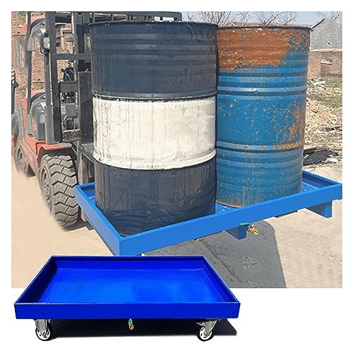 XBTGS Pallet industriale per il contenimento delle fuoriuscite con scarico, antiscivolo per la conservazione sicura di fusti dell'olio e contenitori in metallo, blu, 2 pezzi, 125 x 65 x 22,1 cm, blu