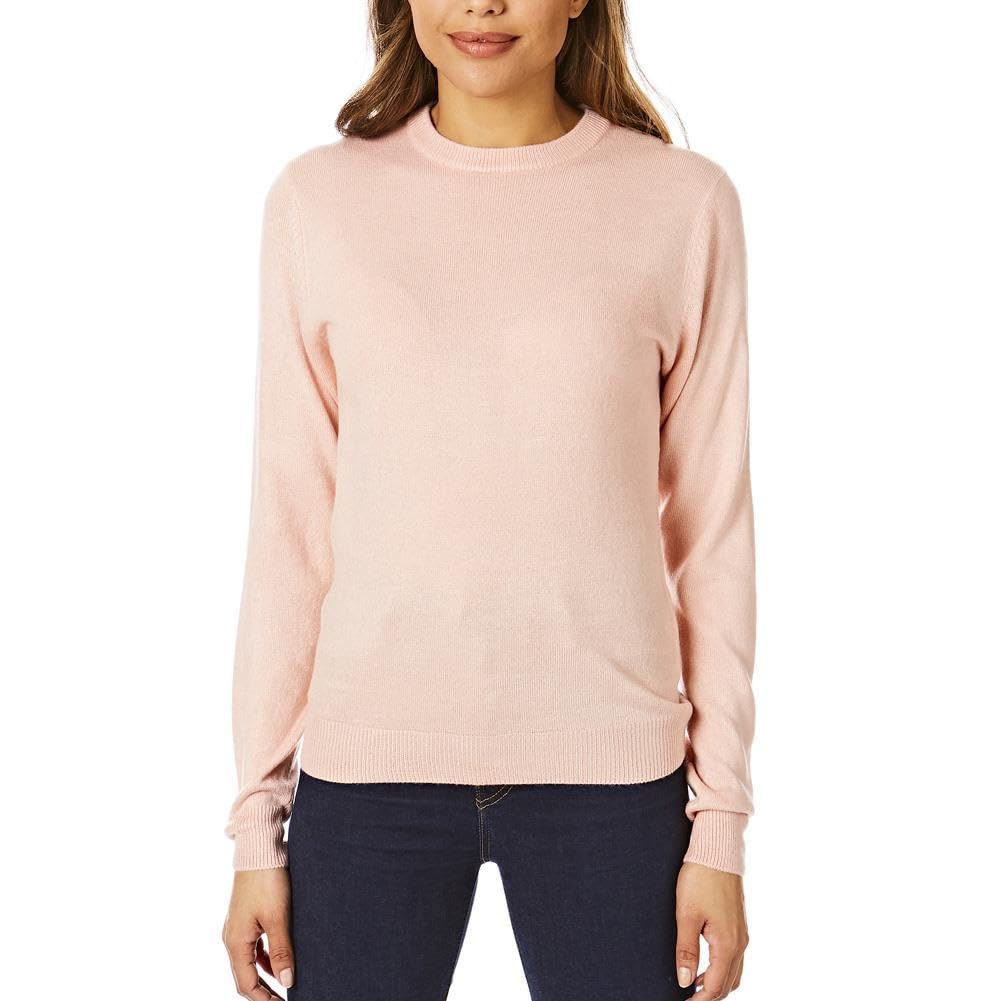 Light & Shade Womens Crew Neck Top Supersoft Knitted Jumper, Pink, M
