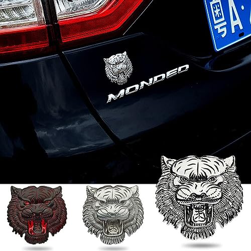 Image of VRT 3D Chrome Emblem Automotive Car, Bike Badges Logo Self Adhesive Sticker (Tiger, Red)