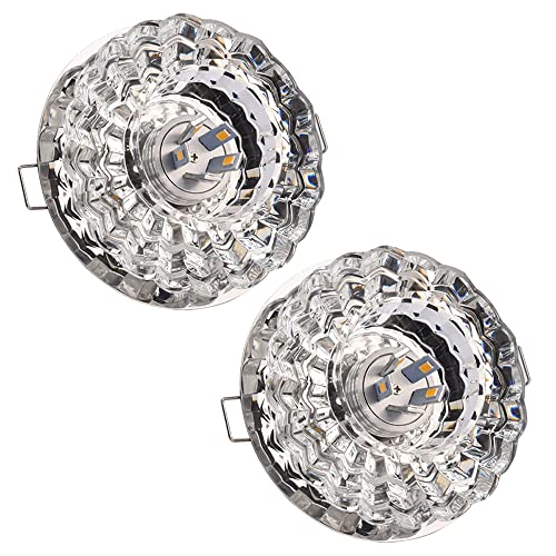 TCHAUSGZOZ Luz de techo empotrable LED acero inoxidable 2-3,5 pulgadas, 3 W, focos oblea con borde deflector, luz cristal sin lata, globo ocular, 2 unidades(5W,White light)