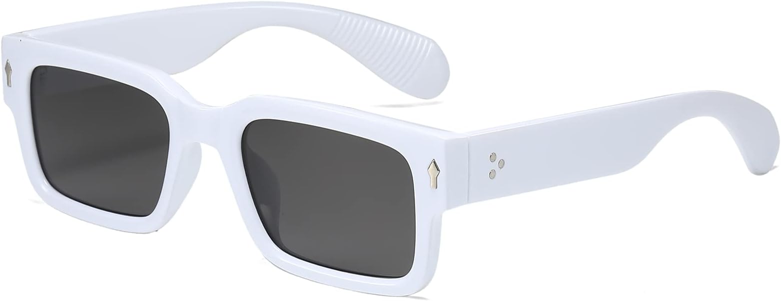 Square Frame Sunglasses for Women Men Trendy Chunky Rectangle Sun Glasses Black Shades UV400 Protection