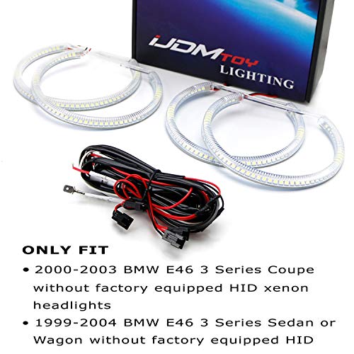 Ijdmtoy 7000K Xenon White 284-Smd Led Angel Eyes Halo Ring Lighting Kit Compatible With Bmw E46 3 Series Non Xenon Headlights Trims/Models #TOP1