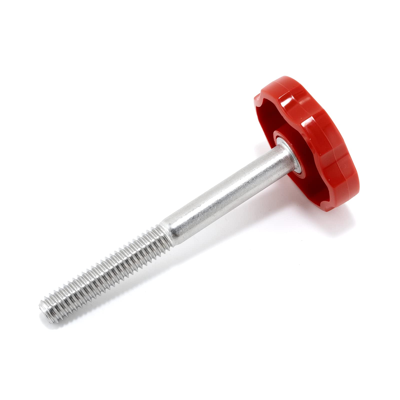 5/16"-18 x 3 Thumb Screw Stainless Steel - Red Multi-Lobe Rosette Plastic Knob - Standard/Coarse Thread Thumbscrew - Length: 3.000" - Proudly Built in
