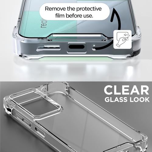Image of Amazon Basics Back Cover for Realme P4 Lite 5G PC + TPU Clear Transparent Raised Edges Shockproof Protective Phone Bumper Case (Transparent)