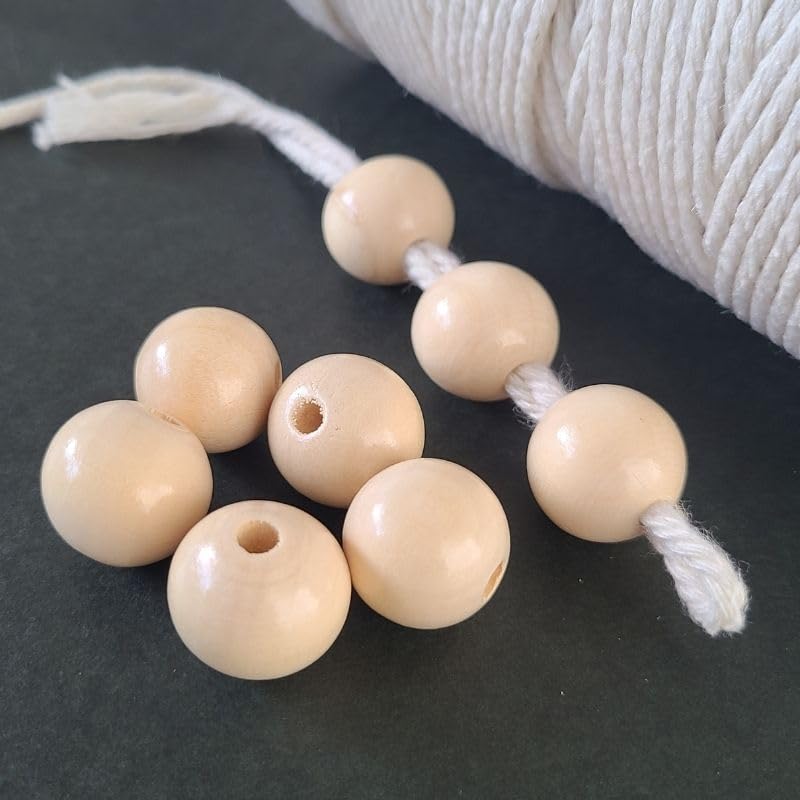 Amazon.co.jp: ウッドビーズ 大玉ビーズ 【 19mm 6個 】木製 ラウンド