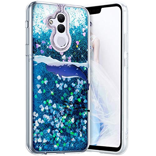 Robinsoni Case Compatible with Huawei Mate 20 Lite Phone Cover Flexible Huawei Maiman 7 Case Silicone TPU Case 3D Liquid Floating Cover Sparkle Bling Cover Shockproof Case Bumper Case Whale 1