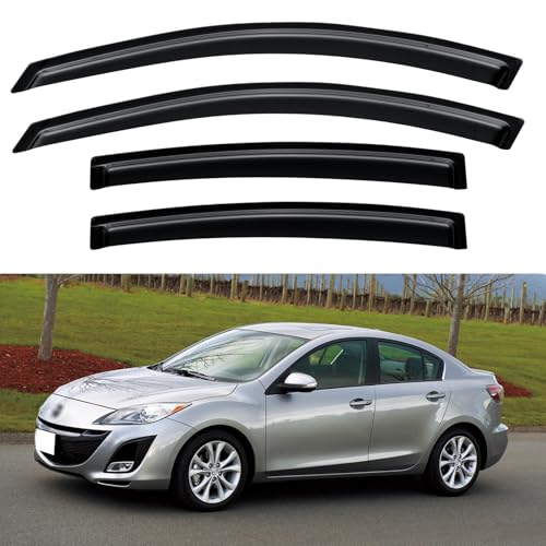 Image of Window Visors Rain Guards Shield for 2010 2011 2012 2013 Mazda 3 Sedan, Out-Channel Window Vent Wind Deflectors Visors Shades for 10 11 12 13 Mazda 3 (Not for Mazda 3 Hatchback)